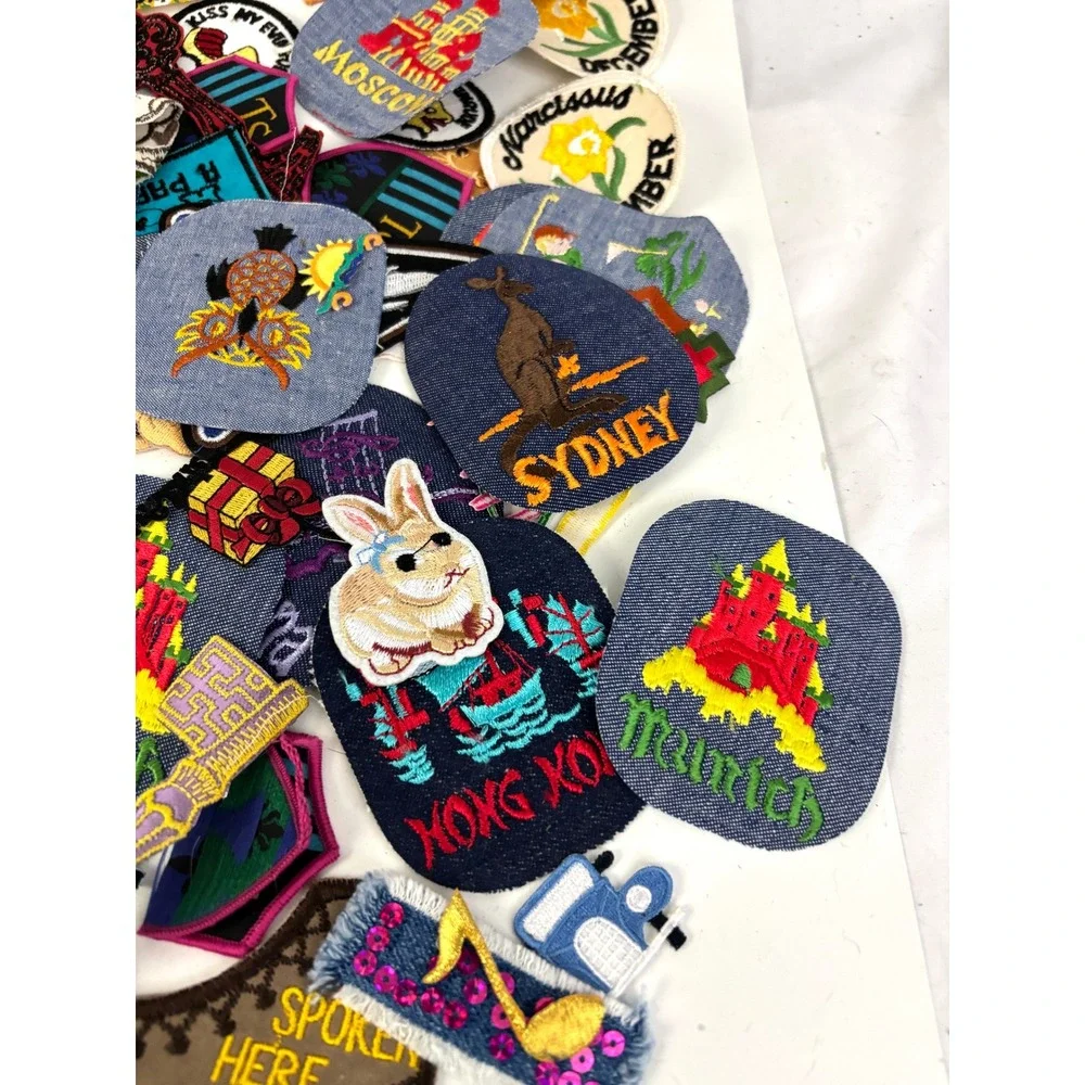 150 Assorted Applique Patches Iron-On or Sew-On Mixed Sequin Craft Lot New‎